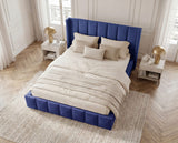 Designer Polsterbett Viola in Samt – Blau