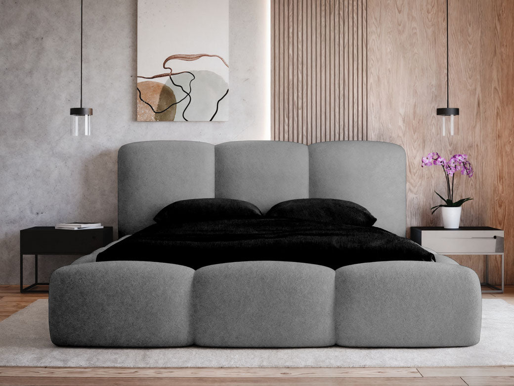 Designer gestoffeerd bed Alena Bouclé met opbergruimte