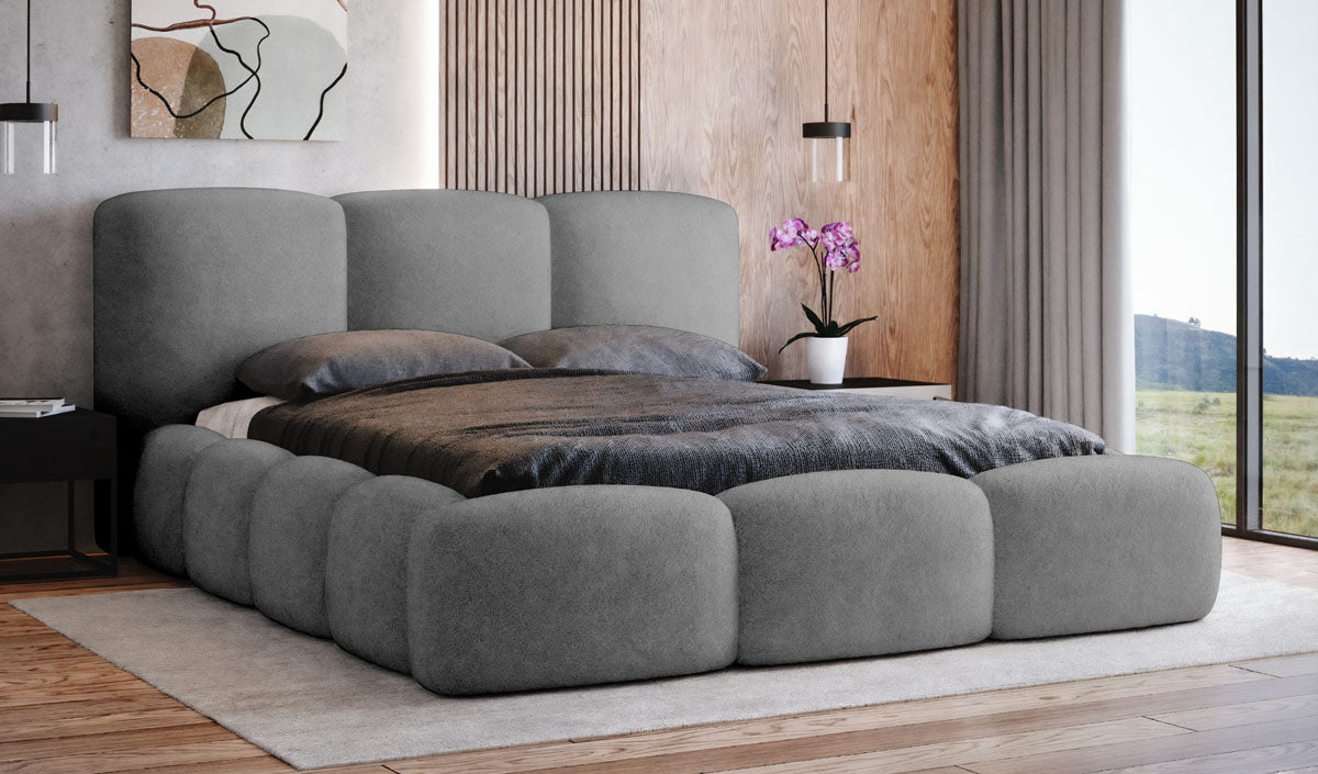 Designer gestoffeerd bed Alena Bouclé met opbergruimte