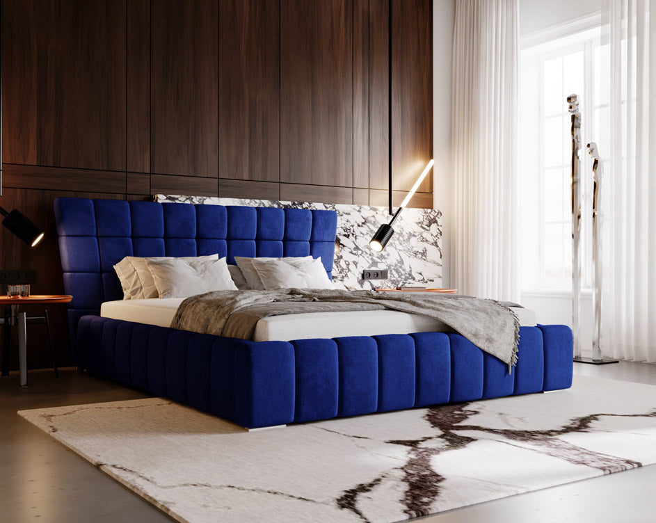 Designer gestoffeerd bed Adore in fluweel met opbergruimte