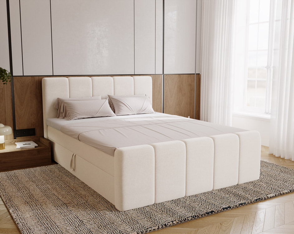 Boxspringbed Celeste van fluweel met opbergruimte