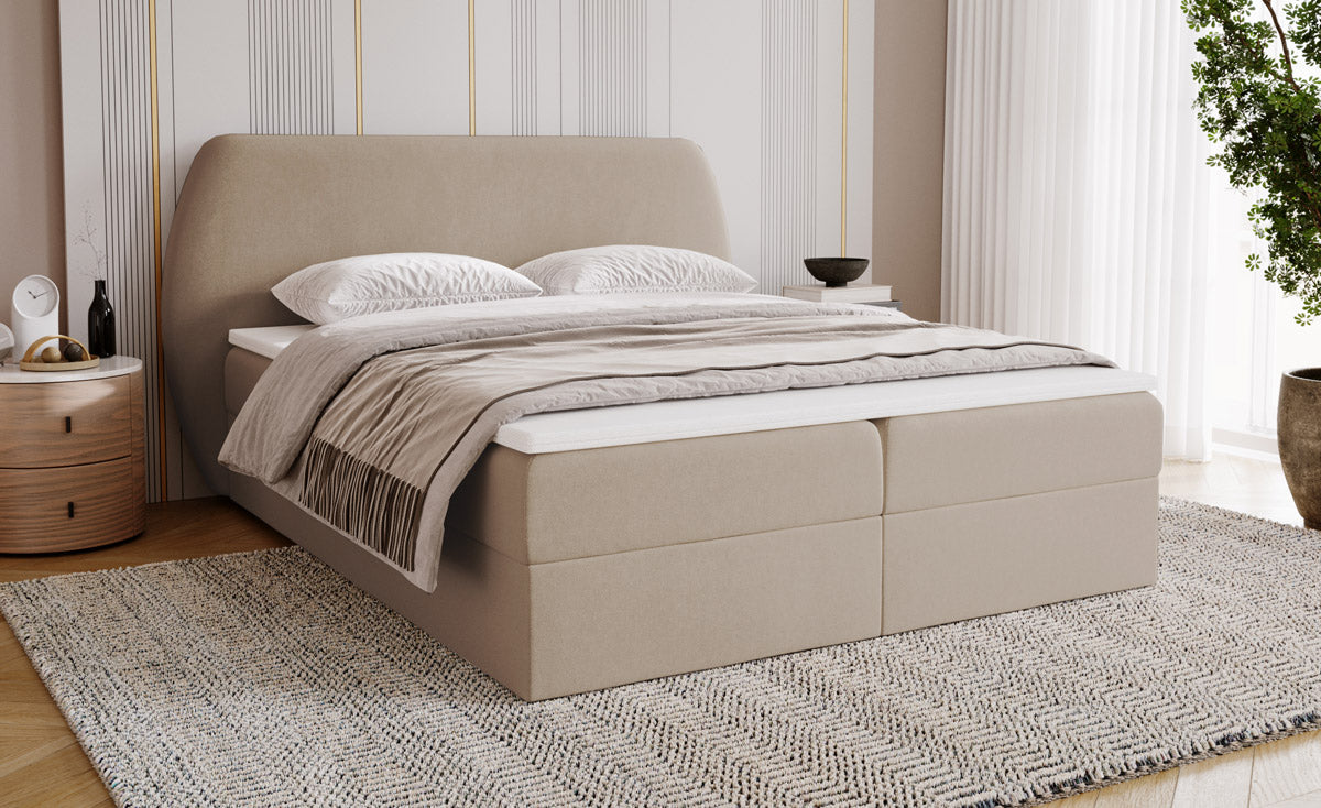 Boxspringbed Pure in fluweel met opbergruimte