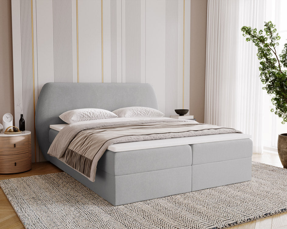 Boxspringbed Pure in fluweel met opbergruimte