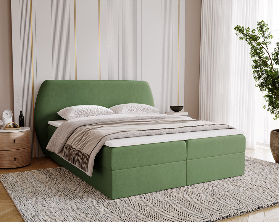 Boxspringbed Pure in fluweel met opbergruimte