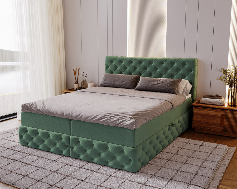 Boxspringbed Eden in fluweel met opbergruimte