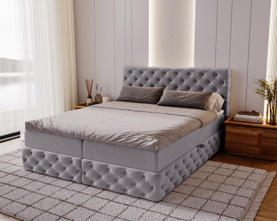 Boxspringbed Eden in fluweel met opbergruimte