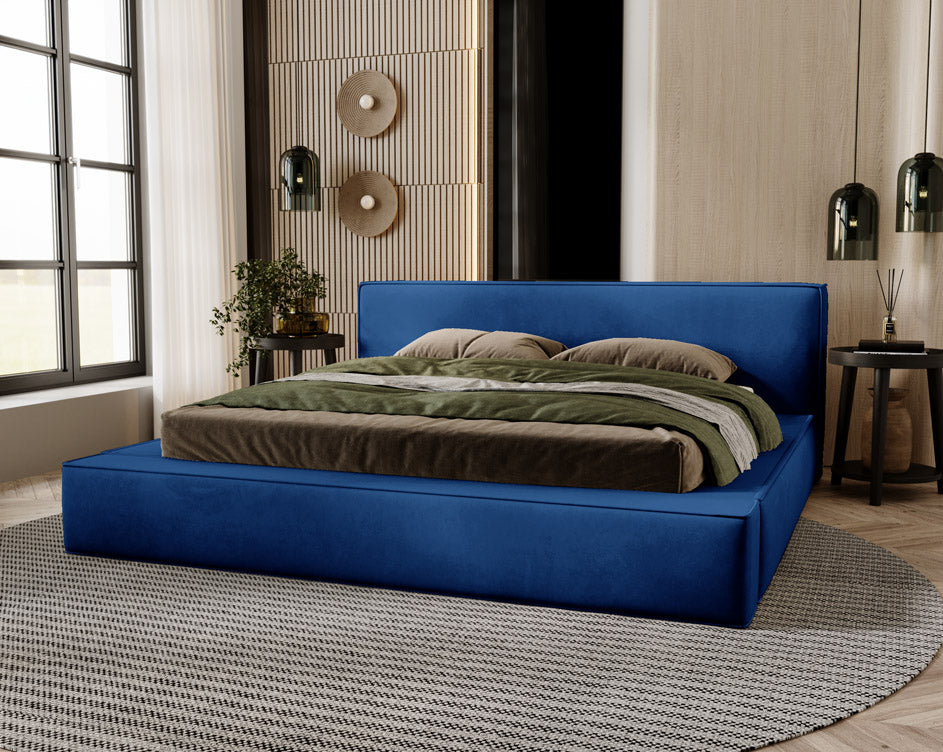 Designer gestoffeerd bed Sleepy in fluweel met opbergruimte