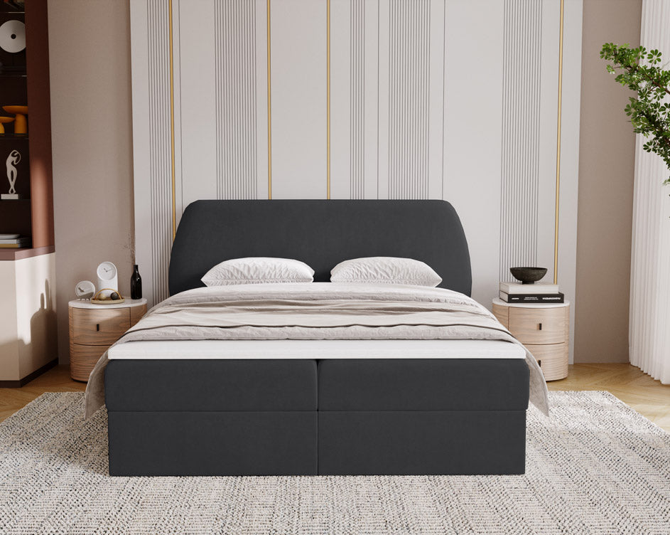 Boxspringbed Pure in fluweel met opbergruimte