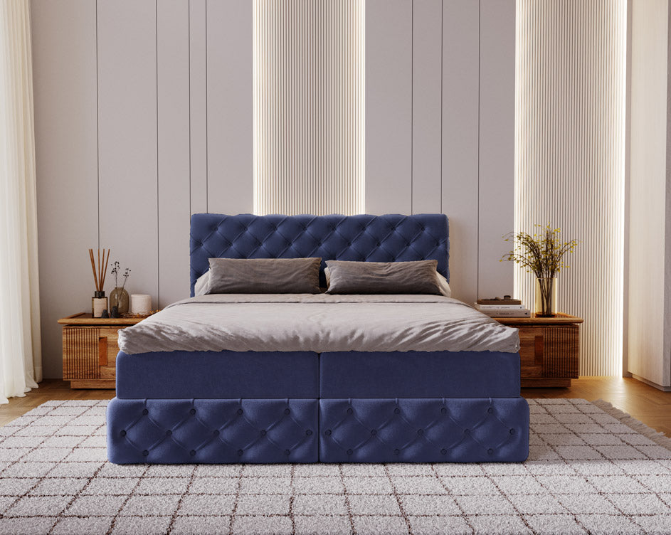 Boxspringbed Eden in fluweel met opbergruimte