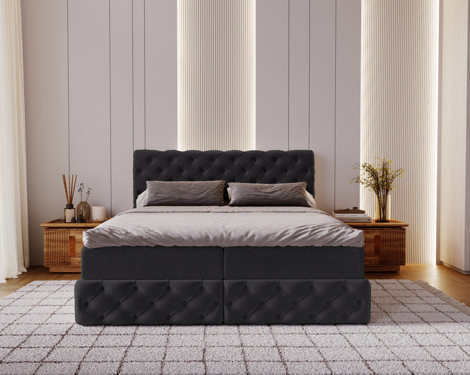 Boxspringbed Eden in fluweel met opbergruimte