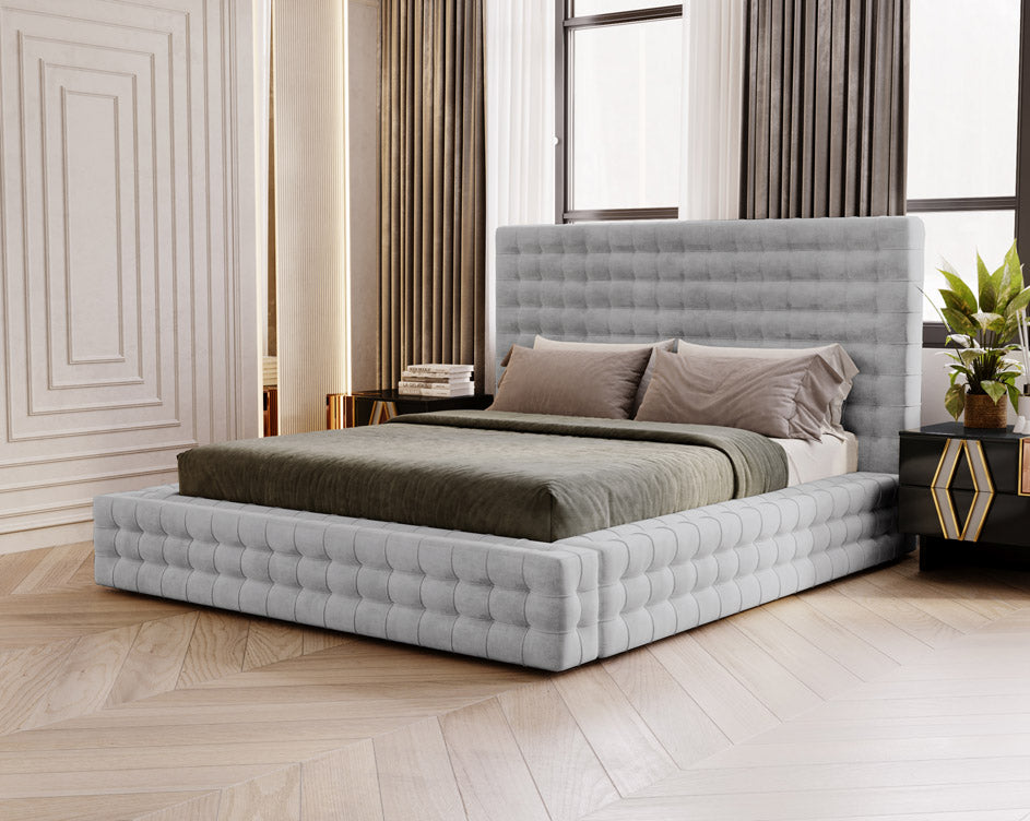 Designer gestoffeerd bed Cloud in fluweel met opbergruimte