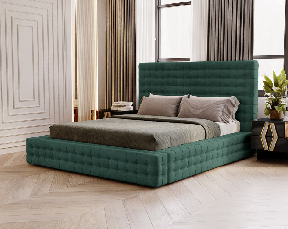 Designer gestoffeerd bed Cloud in fluweel met opbergruimte