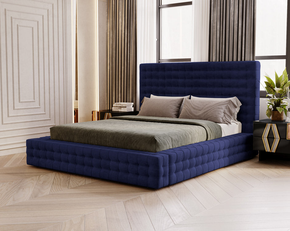 Designer gestoffeerd bed Cloud in fluweel met opbergruimte