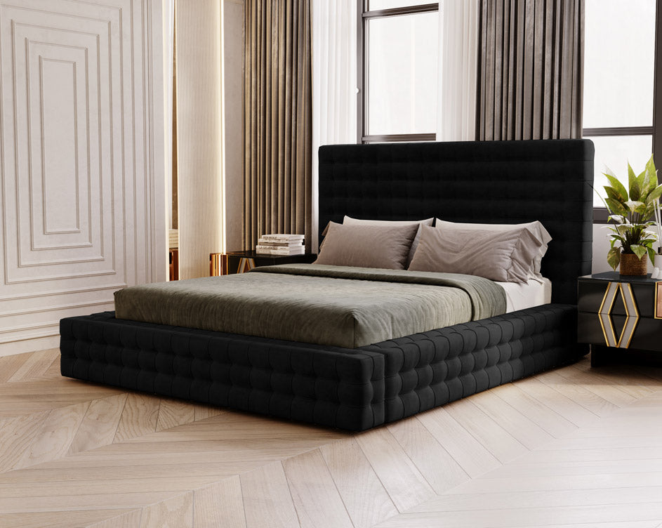 Designer gestoffeerd bed Cloud in fluweel met opbergruimte