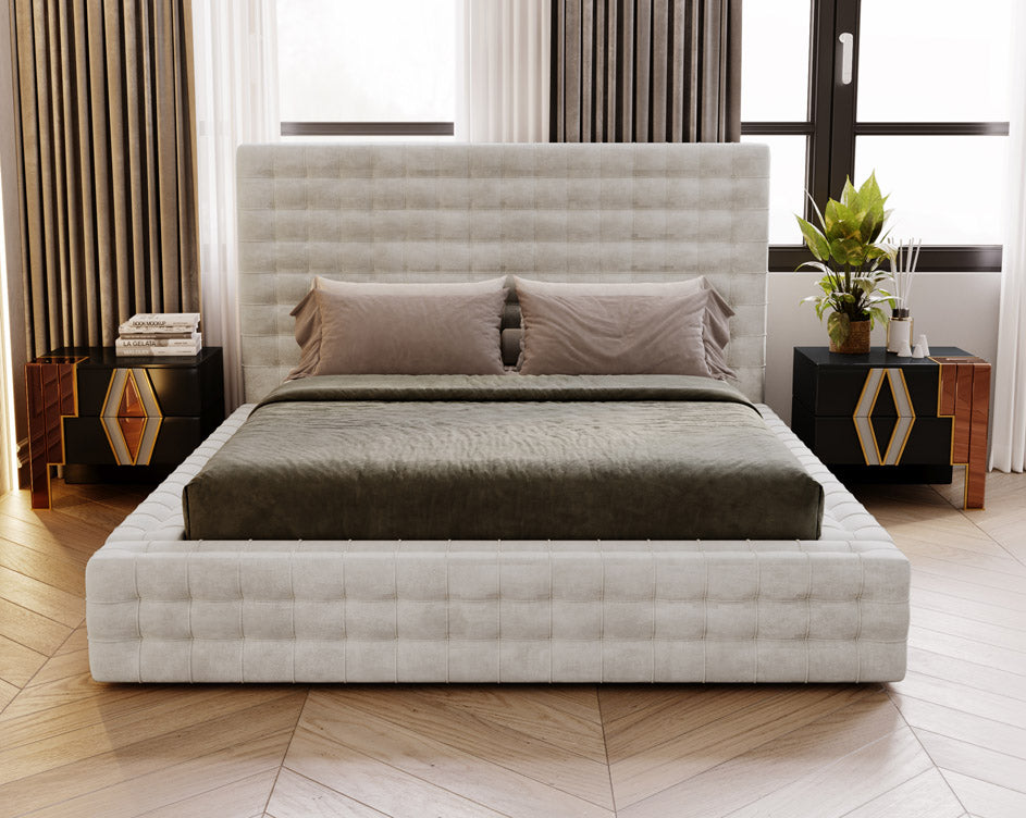 Designer gestoffeerd bed Cloud in fluweel met opbergruimte