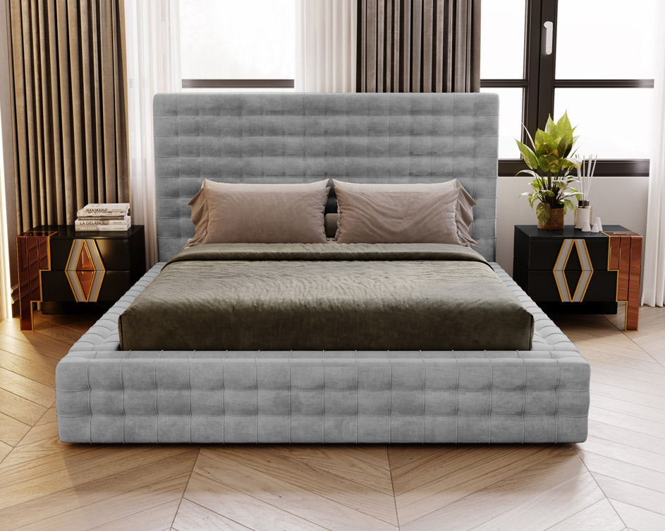 Designer gestoffeerd bed Cloud in fluweel met opbergruimte