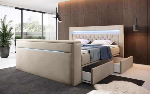 Boxspringbed Jupiter met TV-lift, RGB en opbergruimte