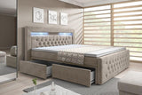 Boxspringbett Menzogna mit LED und Stauraum (2 Schubladen) - Luxusbetten24