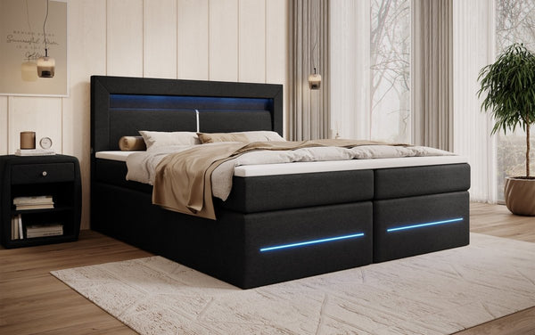 Boxspringbed Nera met LED, USB en opbergruimte