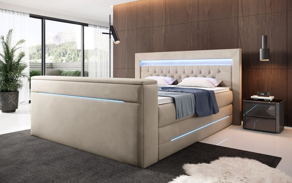 Boxspringbed Pluto met TV-lift, RGB en opbergruimte