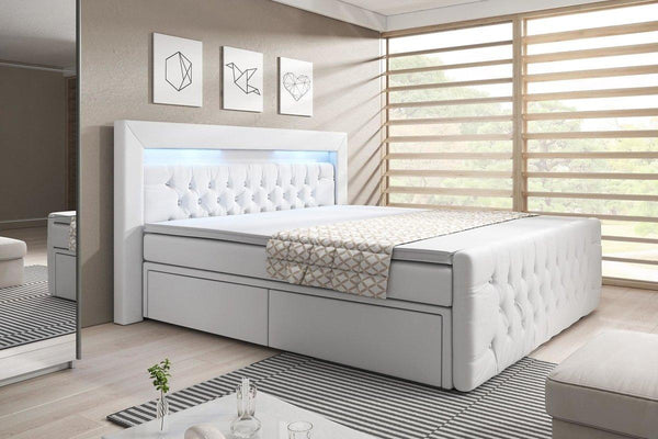 Boxspringbed Sera met LED en opbergruimte (4 laden)