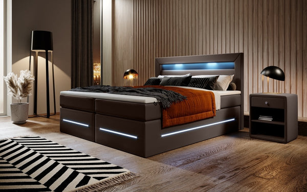 Boxspringbed Sevilla met LED en opbergruimte