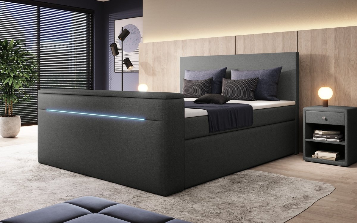 Boxspringbett Simple mit TV Lift und LED - Luxusbetten24