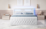 Boxspringbett Sunshine mit indirekter Beleuchtung, USB und Stauraum - Luxusbetten24