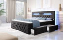 Boxspringbett Sunshine mit indirekter Beleuchtung, USB und Stauraum - Luxusbetten24