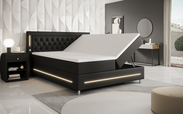 Boxspringbed Verdino met RGB, USB en opbergruimte