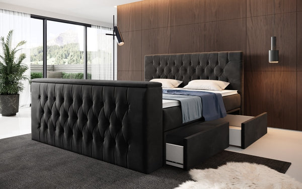 Boxspringbed Vulnero met TV-lift en opbergruimte (2 laden)