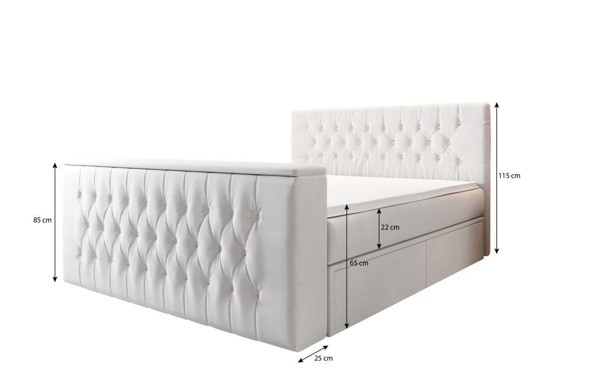 Boxspringbett Vulnero mit TV Lift und Stauraum (2 Schubladen) - Luxusbetten24