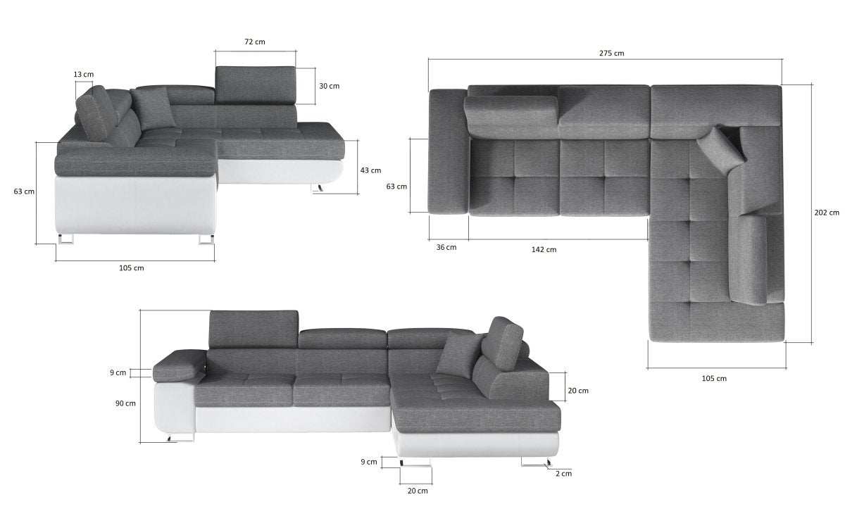 Designer Sofa Anton mit Schlaf- und Klappfunktion - Luxusbetten24