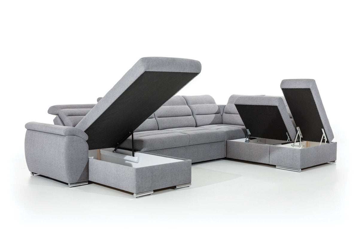 Designer Sofa Indigo mit Schlaf- und Klappfunktion - Luxusbetten24