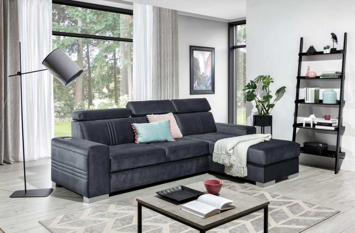 Designer Sofa Leandro Mini mit USB, Schlaf- und Klappfunktion - Luxusbetten24