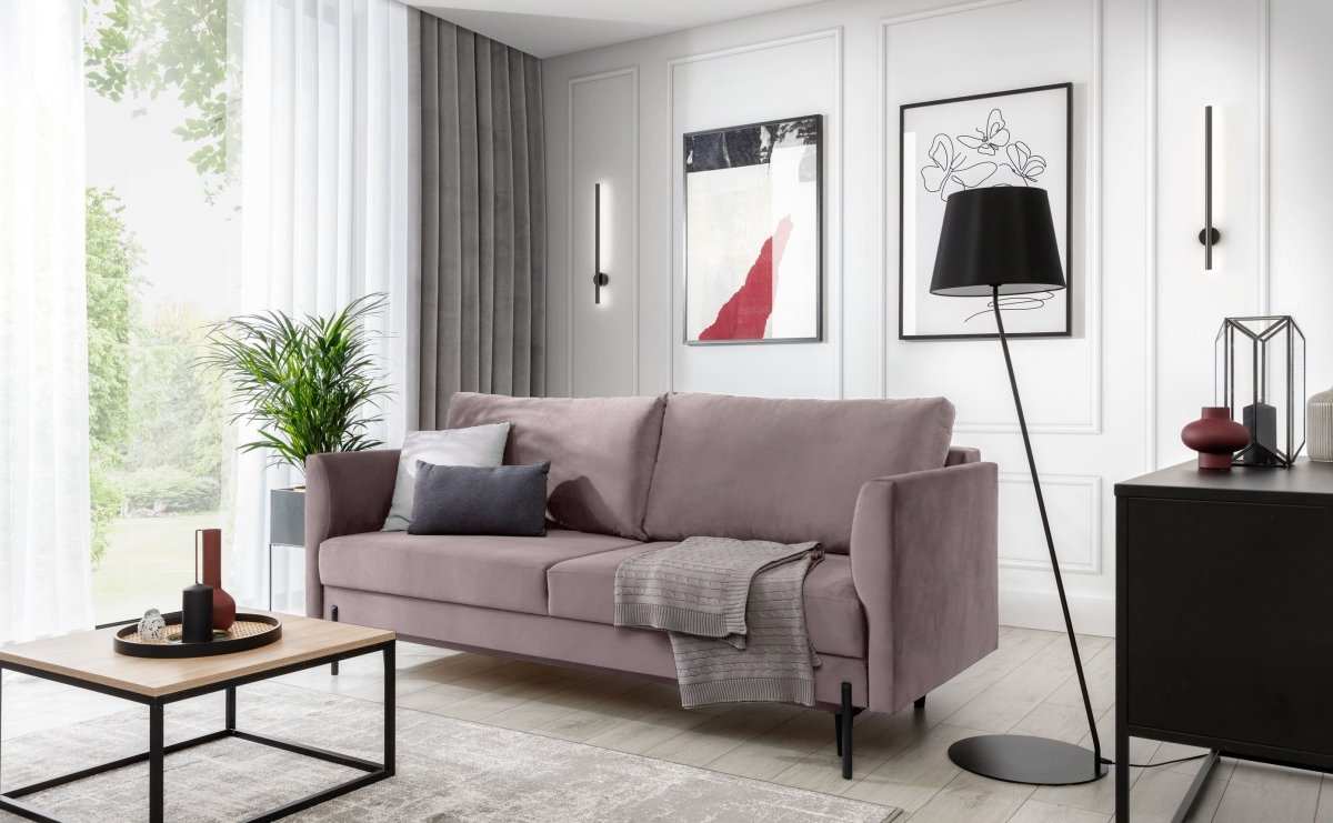 Designer Sofa Renila mit Schlaffunktion und Stauraum - Luxusbetten24