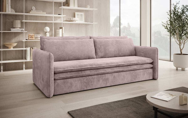 Designer Sofa Tilo Slim met slaap- en klapfunctie van ribstof