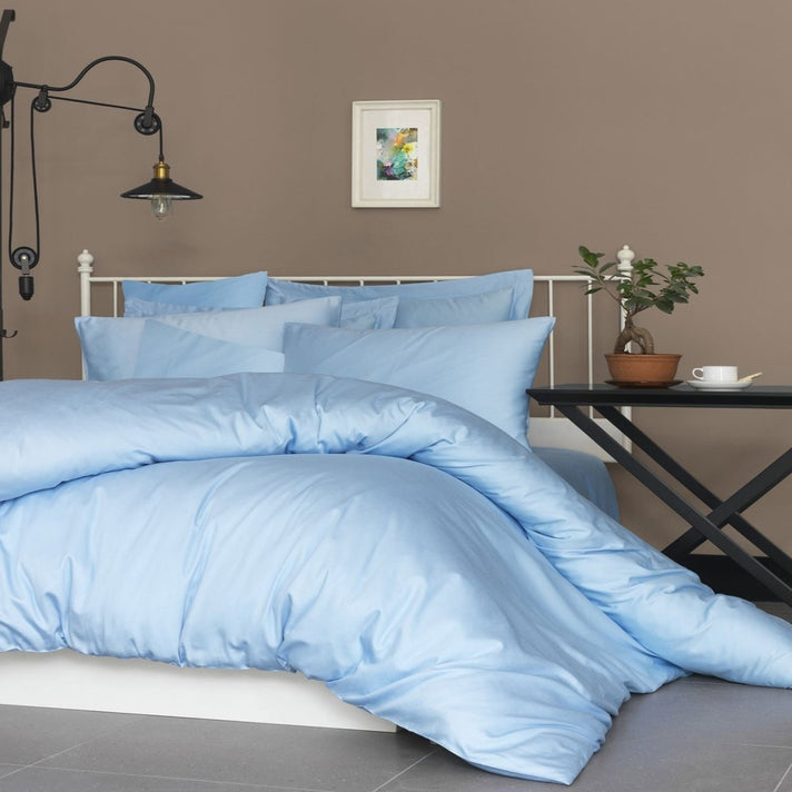 Premium Satijnen Beddengoedset Lichtblauw