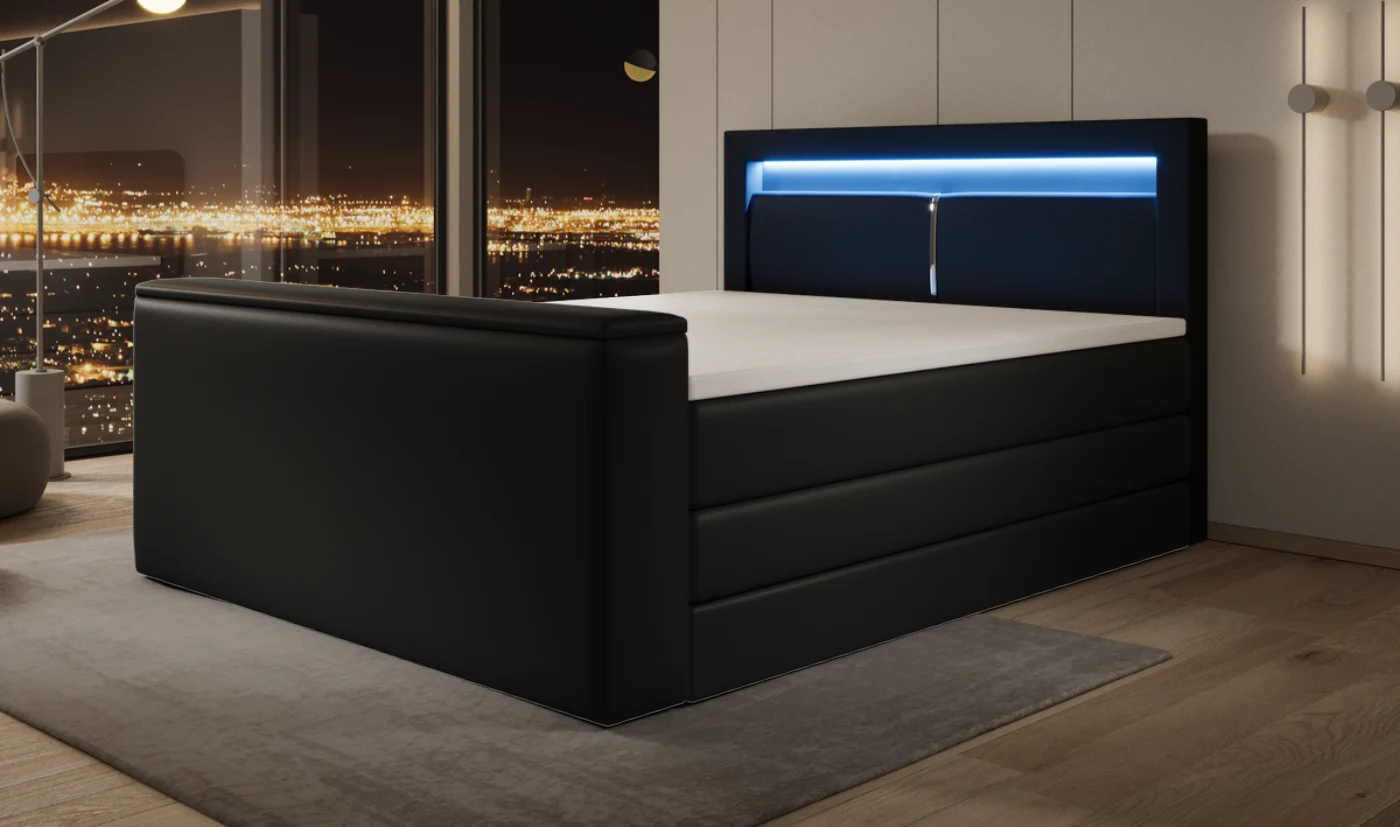 Kunstleer Zwart met tv-lift – Licht uitschakelen